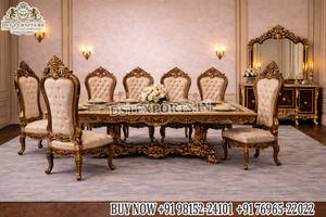 Muebles de Comedor Negros de Estilo Europeo, Elegante Juego de Comedor de Ocho Plazas, Mesa y Sillas de Comedor de Madera Maciza de Alta Gama, EE. UU. - Product Image 3