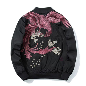 Blouson universitaire homme personnalisé OEM avec logo brodé, col mandarin, en polyester/coton, écologique, respirant et enduit, pour l'hiver - Product Image 6