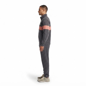 Sudadera de hombre personalizada con cremallera de un cuarto, estilo urbano, lavado vintage, forro polar cepillado/French Terry, anti-bolitas, con franja en el pecho (corte regular) - Product Image 3