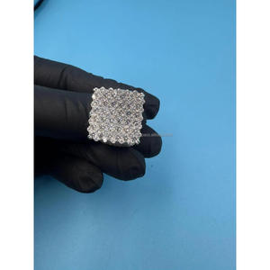 Bague rectangulaire en argent sterling 925 avec diamant Moissanite, entièrement sertie de pierres, bijou éclatant pour les acheteurs en gros - Product Image 1