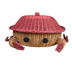 Cesta de Almacenamiento de Mimbre con Forma de Cangrejo, Linda y con Tapa, Diseño Animal de Mimbre Natural para Decoración del Hogar - Product Image 1
