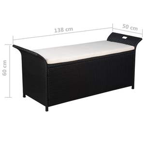 54.3\" Poly Rattan Black <b>Storage</b> <b>Bench</b> with <b>Cushion</b> - Product Image 5