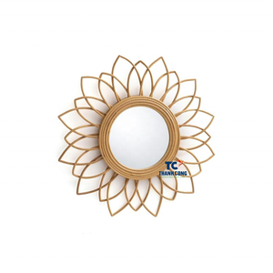 Gran oferta hecha a mano ecológica RATTAN bohemio enmarcado espejos de pared al por mayor fábrica de decoración del hogar Vietnam mejor precio envío rápido - Product Image 1