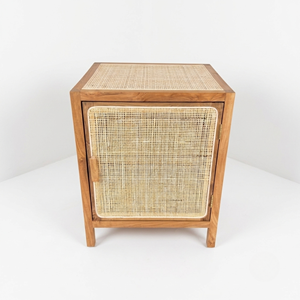Teak <b>Bedside</b> <b>Table</b> Factory <b>Rattan</b> Nightstand OEM ODM Manufacturer Direct Jepara Indonesian Wooden Furniture Bulk Export Supplier - Product Image 2