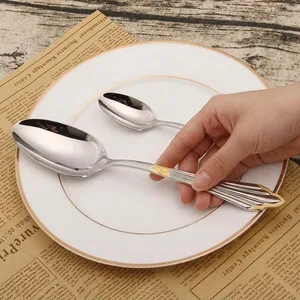 Cuillère longue classique argentée écologique pour desserts/salades, avec long manche, pour la maison, les mariages, les fêtes, la décoration de table, durable - Product Image 3