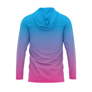 Hooded Long Sleeve Soccer Jersey Gradient Color Sublimated Moisture Wicking Unisex Adult Summer Apparel - Product Image 2
