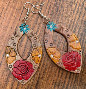 ต่างหูหนังแกะสลักมือสไตล์ตะวันตกสินค้ามาใหม่ต่างหูรูปหยดน้ำตาสุดน่ารักสำหรับผู้หญิงเครื่องประดับแฟชั่นหนัง - Product Image 3