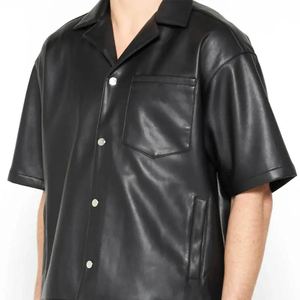 Chemises pour hommes en cuir premium 2026 entièrement doublées, coupe ample, boutonnées, haute qualité, pour usage décontracté, nouvelle collection hiver, OEM - Product Image 2