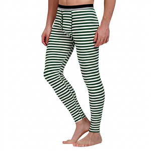 Leggings rayés pleine longueur pour hommes, pantalon en coton et élasthanne respirant à taille élastique - Product Image 6