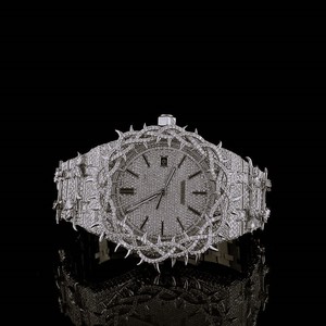 Montre mécanique de luxe unisexe VVS Diam, boîtier rectangulaire 41 mm, acier inoxydable, aiguilles romaines, date analogique, saphir 20 mm - Product Image 1