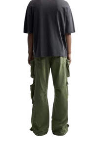 Pantalones Cargo Verde Oliva para Hombre, Cintura Alta, Múltiples Bolsillos, Estilo Ropa de Trabajo, para Otoño - Product Image 4