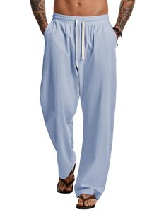 Casual Trousers For <b>Men</b> 100% Cotton Solid Joggers <b>Pants</b> Soft <b>Yoga</b> Lightweight Fashion Comfy Baggy Lounge <b>Pants</b> with Pockets - Product Image 2