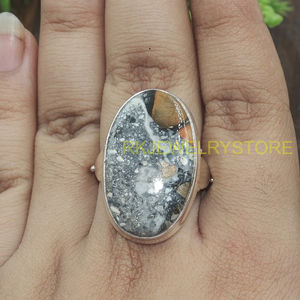Honeybee Jasper <b>Ring</b> 925 Sterling Silver Handmade Oval Cabochon Bezel Set Boho <b>Statement</b> <b>Ring</b> Natural Stone Jewelry Gift Women - Product Image 5