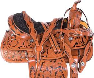 Silla de Montar Western de Cuero Premium, Cómoda para Montar a Caballo en Ranchos y Senderos, Estilo Vaquero - Product Image 1
