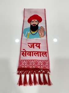 Châles en coton imprimés religieux personnalisés pour les cérémonies du temple, châle imprimé numériquement avec mantras spirituels, vente en gros - Product Image 3