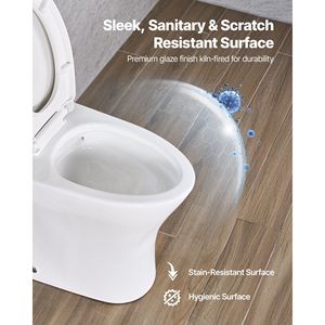 1.0 da toilette allungata a doppio sciacquone bianco argento monopezzo vortice/1.28 GPF comodo sedile da bagno modello da 12 pollici facile da pulire - Product Image 5