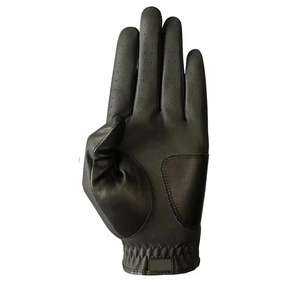 Premium Genuine Leather Golf Gloves Black <b>Full</b> Finger Non <b>Slip</b> Breathable Buckle Closure Yellow Stripe Unisex Sports Wear - Product Image 6