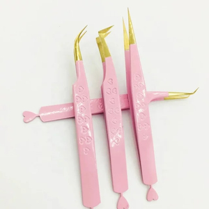 Pince à épiler rose en acier inoxydable, pointe de précision, surface lisse, outil de beauté pour extensions de cils et mise en forme des sourcils - Product Image 3