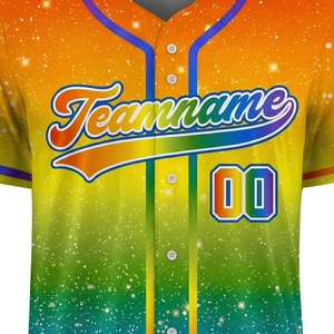 Maillot de baseball personnalisé sublimé pour homme, dégradé arc-en-ciel, nom d'équipe 73 Chase, séchage rapide, manches courtes, toutes saisons, uniforme adulte - Product Image 6