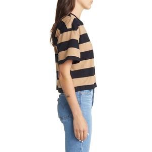 เสื้อยืดสไตล์ใหม่สำหรับผู้หญิง,เสื้อครอปซับในลายทางผลิตจากปากีสถานเสื้อลำลองแนวสตรีทเสื้อยืดสำหรับใส่ฤดูร้อน - Product Image 3