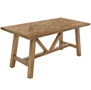 Table à manger en bois de manguier massif, très résistante, style industriel vintage, avec pieds en tube métallique, idéale pour la cuisine, le bureau ou le bar. - Product Image 1