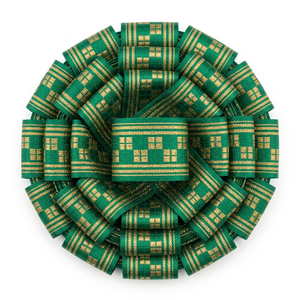 ริบบิ้นผ้าเมทัลลิกสีเขียวมรกตขนาด 25 มม. ลายทอง จากนีลคามัล อินดัสทรีส์ สำหรับตกแต่งเสื้อผ้า งานออกแบบ และงาน DIY - Product Image 4