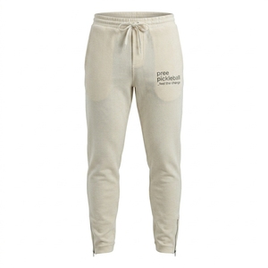 Pantalon de jogging décontracté pour homme, taille élastique avec cordon de serrage, en velours côtelé gaufré délavé, poids moyen, grande taille, avec logo personnalisé - Product Image 5