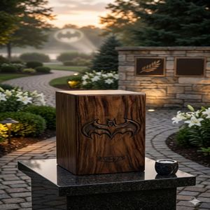 Batman Wooden Cremation Urn Natural Wood Finish Adult <b>Memorial</b> <b>Keepsake</b> <b>Box</b> Customizable Design - Product Image 3