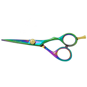 Ciseaux de coiffeur professionnels en acier inoxydable avec lame tranchante, design multicolore et vis de réglage dorée – Qualité supérieure pour cheveux - Product Image 6