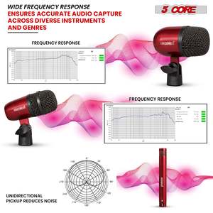 Kit de Micrófonos Profesionales de 5 Núcleos para Conga, Snare y Tom, con Conexión XLR, Cardioide y Unidireccional - Product Image 6