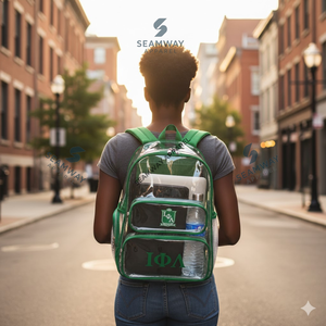 Iota Phi Lambda Sorority Clear Backpack Transparent Carry <b>Bag</b> Clear Daypack PVC Bookbag See Through Security Approved Clear <b>bag</b> - Product Image 4