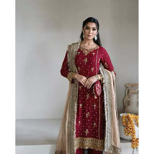 Ensemble élégant de pantalon palazzo et de dupatta pour femmes, avec broderie lourde, pour les occasions de fête - Product Image 2