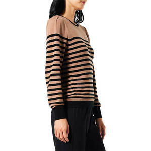 Sudaderas de Algodón Terry para Mujer, Diseño Nuevo, Invierno, Lavado Ácido, Rayas, Transpirables, Oversize, Casuales, con Logotipo Frontal Impreso y Bordado - Product Image 3