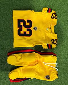 Ensemble de maillot de football américain jaune pour garçons, sans manches, col en V, numéro 23, logo de l'équipe, pantalon à cordon de serrage, vêtements de sport respirants - Product Image 6