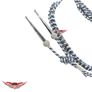 สายสะพายไหล่ถักสีเงินน้ำเงินแบบเกลียว ปลายโลหะสีเงิน - Product Image 2
