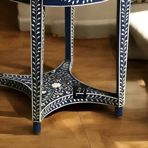 Mesa de Cajones con Incrustaciones de Hueso de ILAHI, con Base de Latón, Diseño Moderno, Detalles de Ágata, Almacenamiento de Tres Niveles, Mueble Portátil para el Hogar - Product Image 4