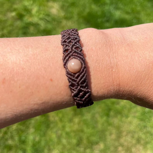 Pearl Macrame <b>Bracelet</b> White <b>Bead</b> Dark Brown Cord Boho Handmade Adjustable Statement Jewelry <b>for</b> Women - Product Image 1