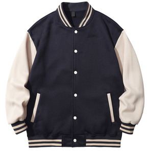 Chaqueta Varsity Estilo Béisbol para Hombre, Material Suave y Duradero, Diseño con Ribetes Acanalados, Cierre Frontal con Broches, Ropa de Moda para Uso Diario - Product Image 3