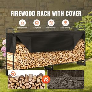 Support à bois de chauffage extérieur étanche 101 x 14 x 46 pouces, capacité 660 lb, en fer, avec support pour 1/2 bûche de bois de chauffage, 1 ensemble inclus - Product Image 2