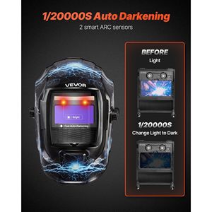 Casco per saldatura auto-oscurante con alimentazione solare, visiera True Color da 3,66 x 1,69 pollici, 2 sensori di arco, tonalità 4/9-13 - Product Image 3