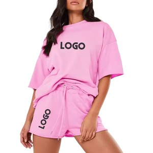 S-5XL Formal O-Neck Solid Color Short Sleeve Summer Sports Yoga Jogger Set 2 Piece Custom Lace Plus Size Women's 100% Cotton - Product Image 6