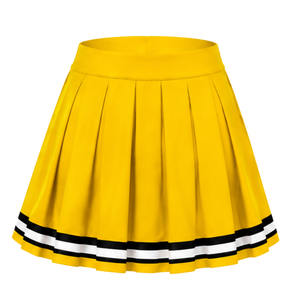 Falda Amarilla Plisada para Animadoras con Ribete de Rayas Blancas y Negras, Uniforme Deportivo para Mujeres y Niñas - Product Image 2