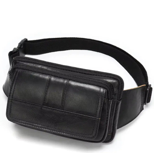Trendy Custom Genuine Leather Waist Bags Strong Adjustable Zipper Closure Anti-Theft Unisex Daily Outdoor Use Fanny Packs - Product Image 1