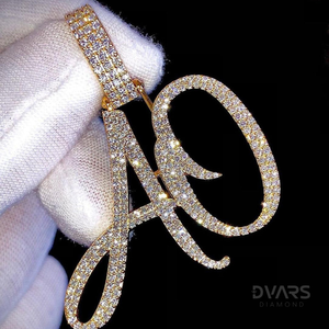 Collier Pendentif Personnalisé Lettre Initiale en Moissanite VVS, Argent Sterling 925 Plaqué Rhodium, Luxe Hip Hop Glacé - Product Image 1