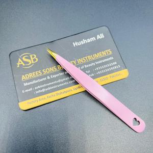 Pinzas de depilar puntiagudas de acero inoxidable color oro rosa, pinzas de acero inoxidable con diseño de corazón rosa, pinzas ultraafiladas. - Product Image 2