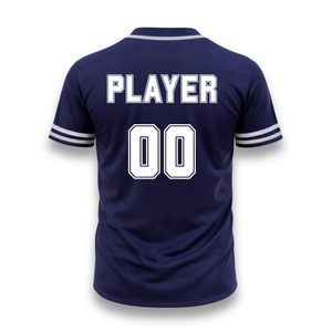 Custom Baseball Uniform Men's Short Sleeve Jersey and Pants Set Navy Blue Embroidered Logo <b>Moisture</b> Wicking Polyester - Product Image 3