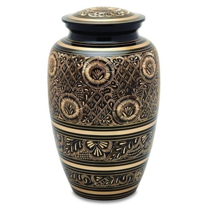 Solid Brass Cremation Urn American Style Classic Copper Plated Finish Hand Engraved Oak Adult Human Ashes Axiom Home Accents - Product Image 5