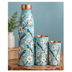 Elegante Juego de Botellas de Agua de Cobre Hidrobioactivo con Diseño Bohemio Paisley, Portátil para Uso Doméstico - Product Image 2