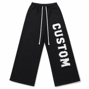 Pantalones Deportivos Anchos con Apliques, Ligeros, de Corte Holgado, Casuales, de Felpa, Cintura Alta, de Algodón para Hombre - Product Image 1
