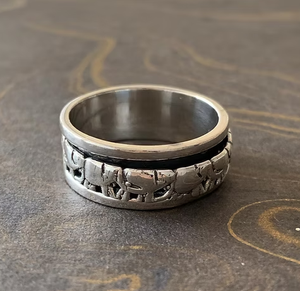7.0 Grams 925 Sterling <b>Silver</b> Elephant Textured <b>Spinner</b> <b>Ring</b> Handmade Rotating Meditation Band Unisex Boho Jewelry - Product Image 3
